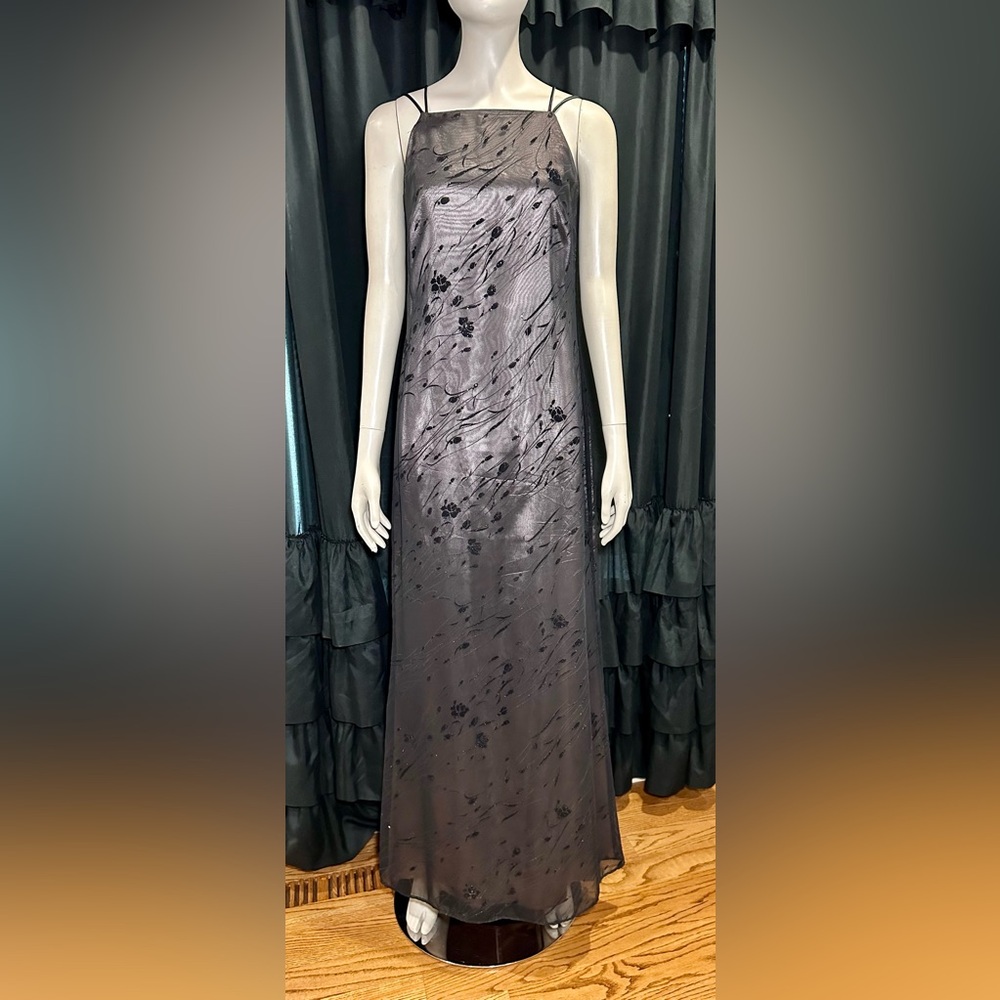 VTG Y2K Arianna By Rachel Kaye Black Mesh Overlay Rhinestone Accent Dress Sz 4